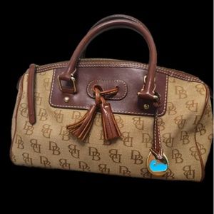 Vintage Dooney & Bourke Brown Signature Canvas & Leather Shoulder Bag